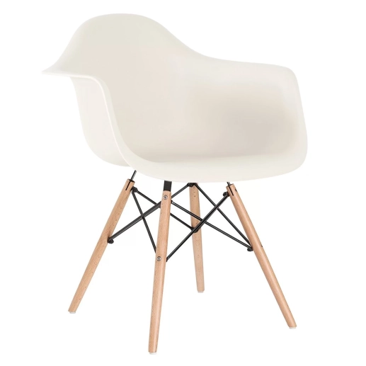 Cadeira de jantar Charles Eames Eiffel DAW em Polipropileno - Creme Produto Cadeira de jantar Charles Eames Eiffel DAW em Polipropileno - Creme