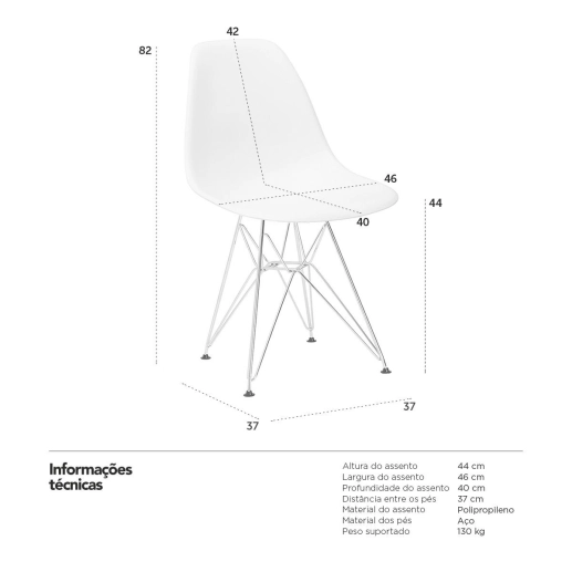 Produto Cadeira de jantar Charles Eames Eiffel DKR em Polipropileno - Laranja