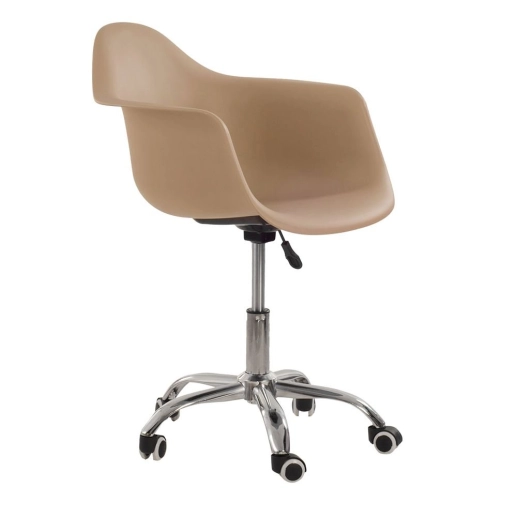 Produto Cadeira com rodízios Eames Office escritório com apoio de braços - Nude