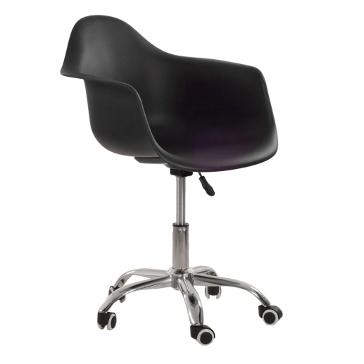 Produto Cadeira com rodízios Eames Office escritório com apoio de braços - Preto