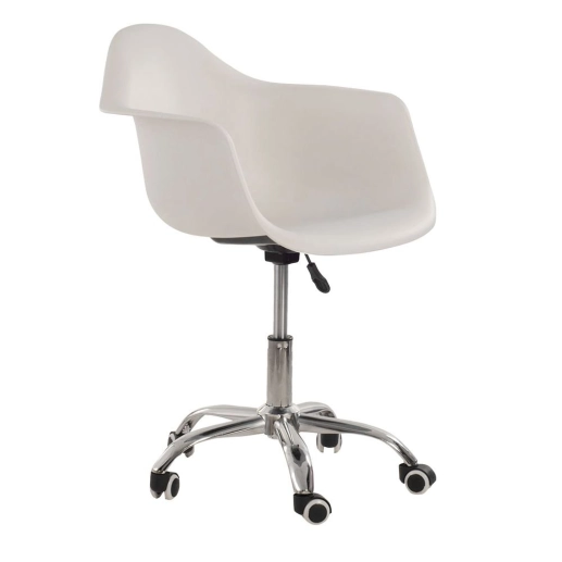 Produto Cadeira com rodízios Eames Office escritório com apoio de braços - Branco