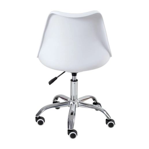 Produto Cadeira Tulipa para Escritório com rodízios e assento estofado - Branco