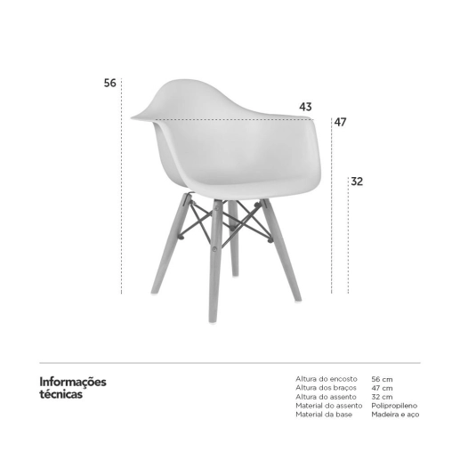 Produto Cadeira infantil Eames Junior com apoio de braços Branco