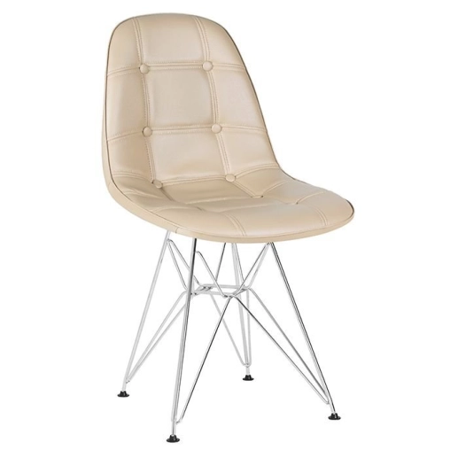 Produto Cadeira estofada Charles Eames Eiffel Botonê DKR com pés de metal cromado - Nude