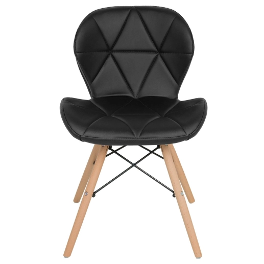 Produto Cadeira de jantar estofada Charles Eames Eiffel Slim Wood confort - Preto