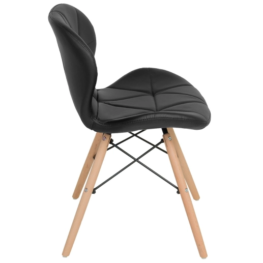 Produto Cadeira de jantar estofada Charles Eames Eiffel Slim Wood confort - Preto