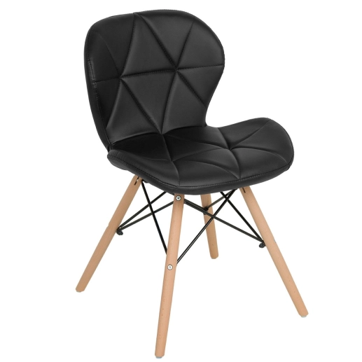 Produto Cadeira de jantar estofada Charles Eames Eiffel Slim Wood confort - Preto