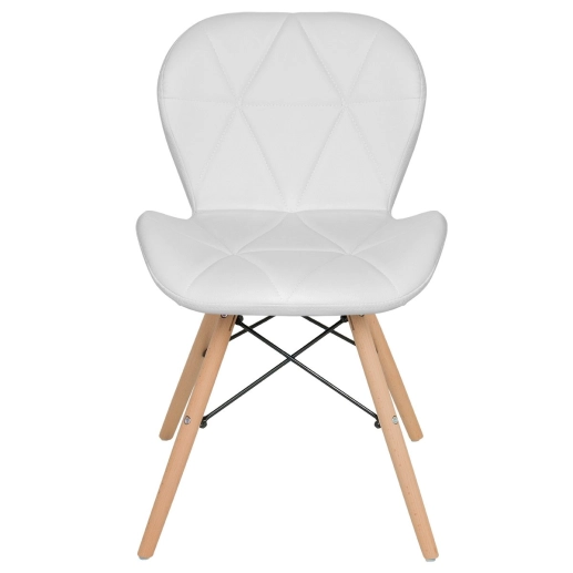 Produto Cadeira de jantar estofada Charles Eames Eiffel Slim Wood confort - Branco