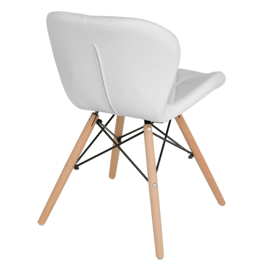 Produto Cadeira de jantar estofada Charles Eames Eiffel Slim Wood confort - Branco