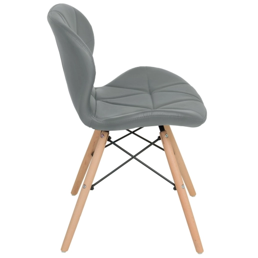 Produto Cadeira de jantar estofada Charles Eames Eiffel Slim Wood confort - Cinza