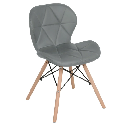 Produto Cadeira de jantar estofada Charles Eames Eiffel Slim Wood confort - Cinza