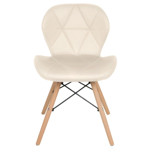 Produto Cadeira de jantar estofada Charles Eames Eiffel Slim Wood confort - Creme