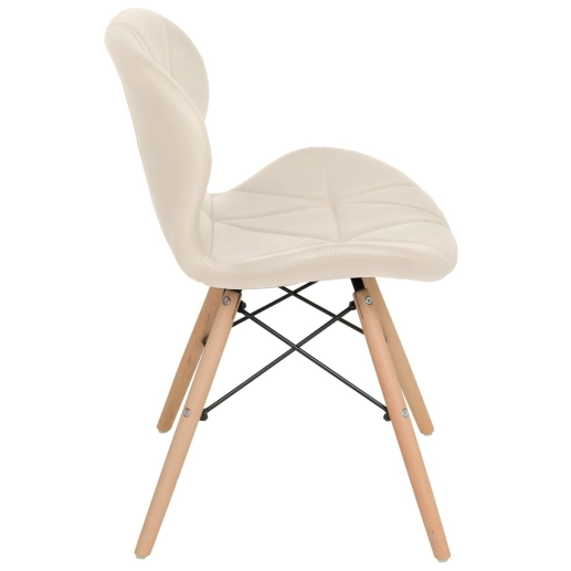 Produto Cadeira de jantar estofada Charles Eames Eiffel Slim Wood confort - Creme