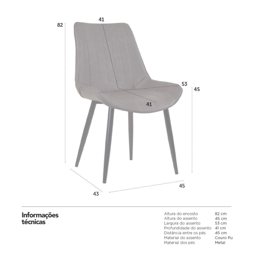 Cadeira estofada Chicago com design industrial - Marrom Vintage Produto Cadeira estofada Chicago com design industrial - Marrom Vintage