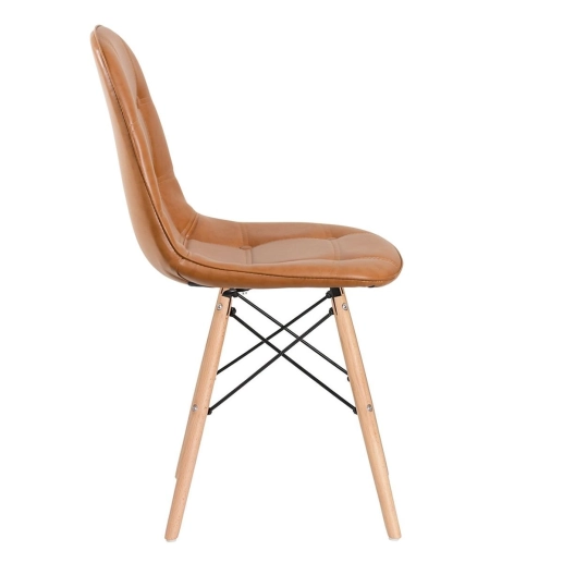 Produto Cadeira de jantar Charles Eames Eiffel Botonê Estofada - Marrom caramelo