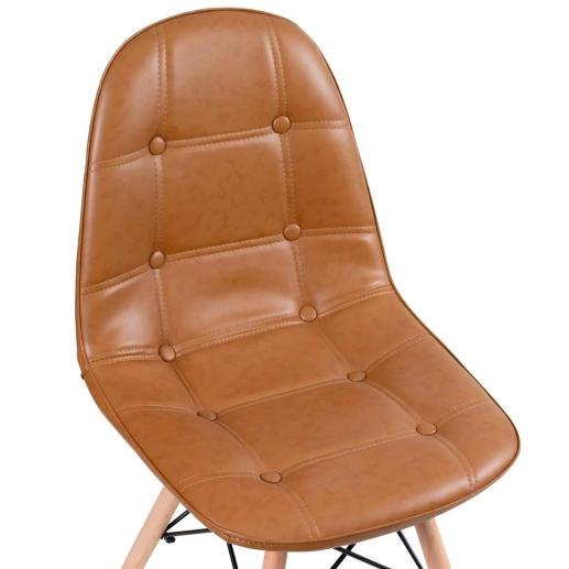 Produto Cadeira de jantar Charles Eames Eiffel Botonê Estofada - Marrom caramelo