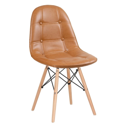 Produto Cadeira de jantar Charles Eames Eiffel Botonê Estofada - Marrom caramelo