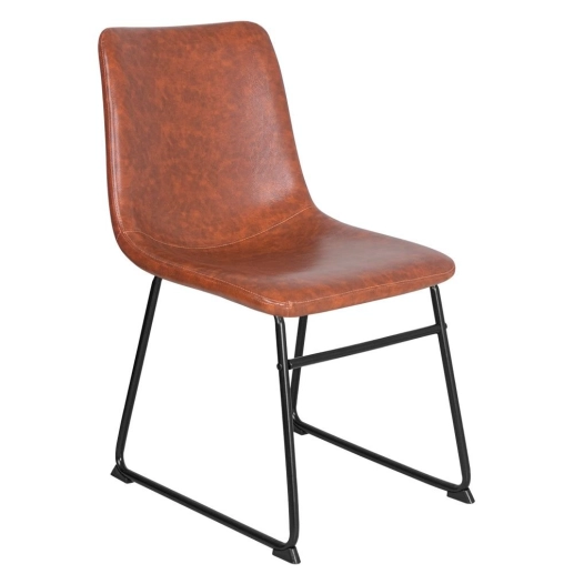 Produto Cadeira estofada com Design Industrial Vintage Brusque - Marrom Caramelo
