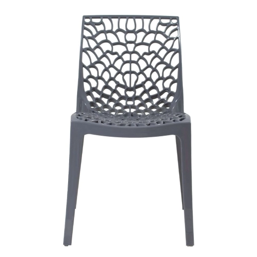 Produto Cadeira de jantar Gruvyer com design contemporâneo e anatômico - Cinza escuro