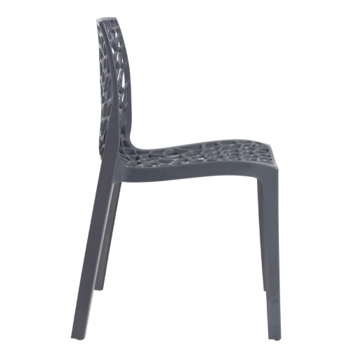 Produto Cadeira de jantar Gruvyer com design contemporâneo e anatômico - Cinza escuro