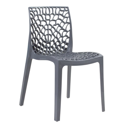 Produto Cadeira de jantar Gruvyer com design contemporâneo e anatômico - Cinza escuro