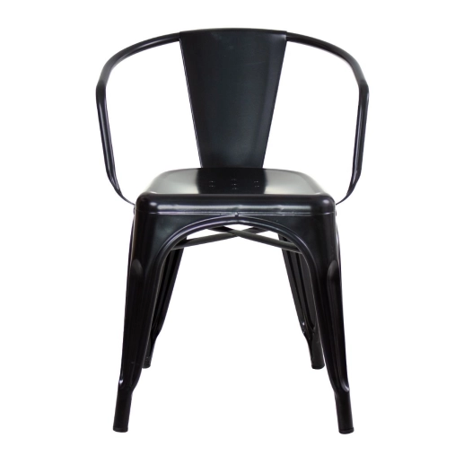 Cadeira de jantar Iron Tolix com braços em metal estilo industrial - Preto Produto Cadeira de jantar Iron Tolix com braços em metal estilo industrial - Preto