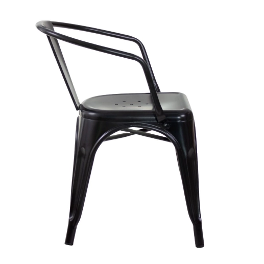 Cadeira de jantar Iron Tolix com braços em metal estilo industrial - Preto Produto Cadeira de jantar Iron Tolix com braços em metal estilo industrial - Preto