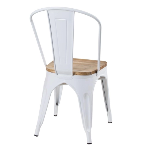Cadeira Iron Tolix para cozinha com assento de madeira - Branco Produto Cadeira Iron Tolix para cozinha com assento de madeira - Branco