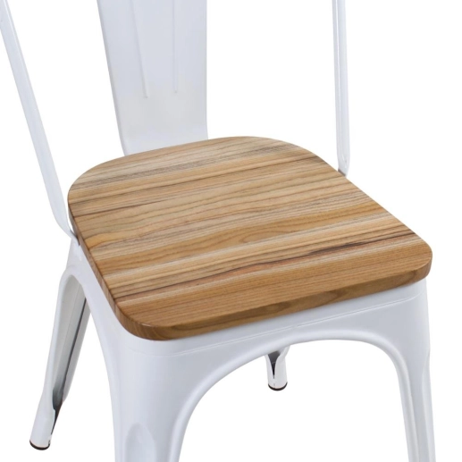 Cadeira Iron Tolix para cozinha com assento de madeira - Branco Produto Cadeira Iron Tolix para cozinha com assento de madeira - Branco