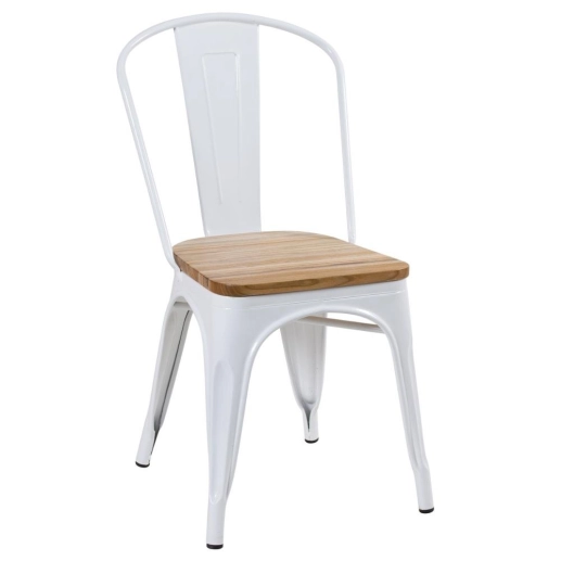 Cadeira Iron Tolix para cozinha com assento de madeira - Branco Produto Cadeira Iron Tolix para cozinha com assento de madeira - Branco