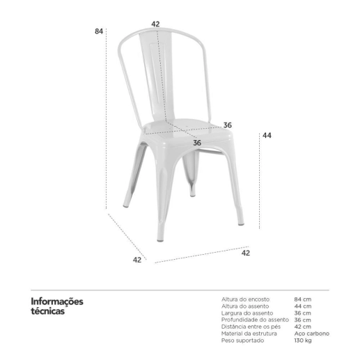 Produto Cadeira de jantar Iron Tolix com design industrial - Prata