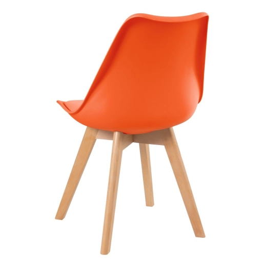 Cadeira de jantar Leda com assento estofado e design moderno - Laranja Produto Cadeira de jantar Leda com assento estofado e design moderno - Laranja