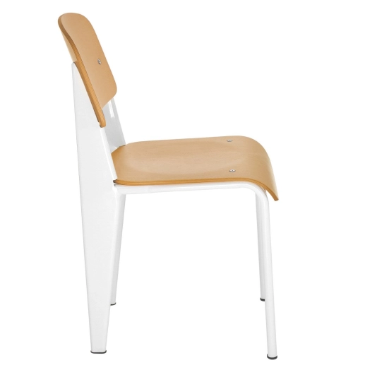 Cadeira Standard de madeira para cozinha e jantar Jean Prouve - Branco Produto Cadeira Standard de madeira para cozinha e jantar Jean Prouve - Branco