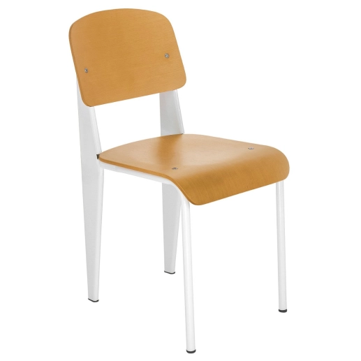 Cadeira Standard de madeira para cozinha e jantar Jean Prouve - Branco Produto Cadeira Standard de madeira para cozinha e jantar Jean Prouve - Branco
