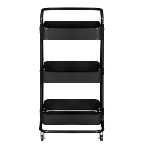 Produto Carrinho organizador Berlim de 3 prateleiras para cozinha com rodízios - Preto
