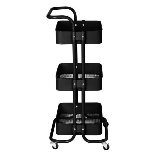 Produto Carrinho organizador Berlim de 3 prateleiras para cozinha com rodízios - Preto