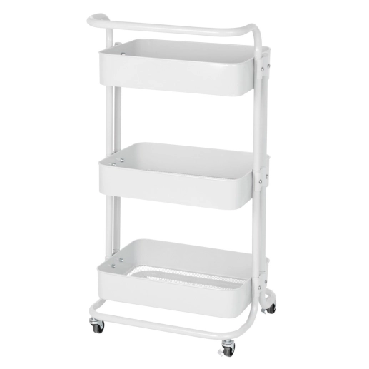 Produto Carrinho organizador Berlim de 3 prateleiras para cozinha com rodízios - Branco