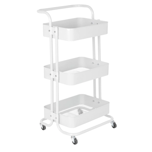 Produto Carrinho organizador Berlim de 3 prateleiras para cozinha com rodízios - Branco
