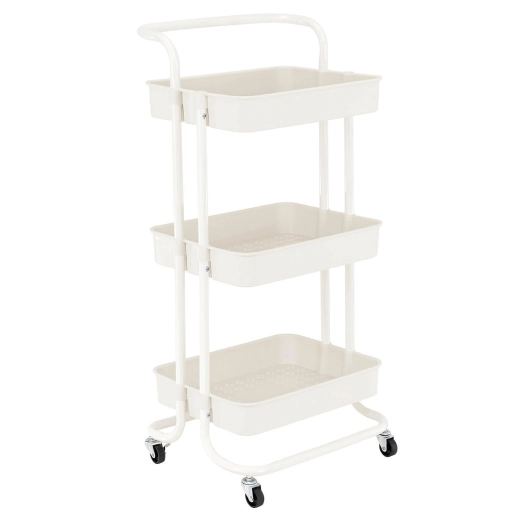 Produto Carrinho organizador multiuso quarto banheiro 3 prateleiras Creme