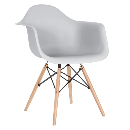 Produto Kit 2 cadeiras Eames DAW com braços + 2 cadeiras Eiffel DSW - Cinza claro