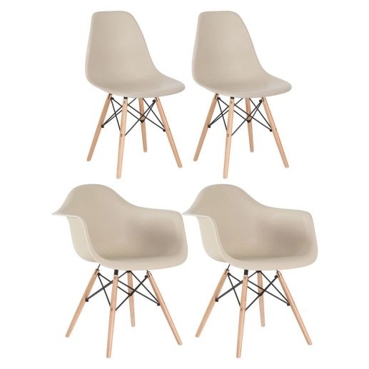 Produto Kit 2 cadeiras Eames DAW com braços + 2 cadeiras Eiffel DSW - Nude