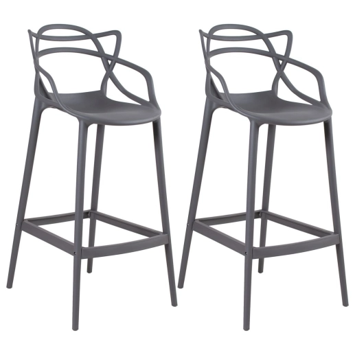Produto Kit 2 Banquetas alta para bancada Master Allegra em Polipropileno 78 cm - Cinza escuro