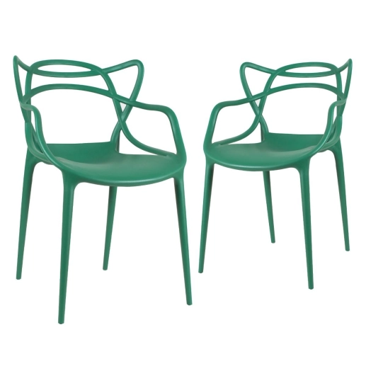 Produto Kit 2 Cadeiras de jantar Master Allegra Design Moderno em Polipropileno - Verde escuro