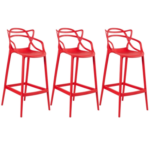 Produto Kit 3 Banquetas alta para bancada Master Allegra em Polipropileno 78 cm - Vermelho