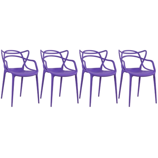 Kit 4 Cadeiras de jantar Master Allegra Design Moderno em Polipropileno - Roxo Produto Kit 4 Cadeiras de jantar Master Allegra Design Moderno em Polipropileno - Roxo