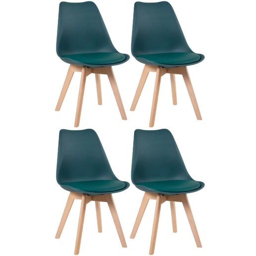 Kit 4 Cadeiras de jantar Leda com assento estofado e design moderno - Verde escuro Produto Kit 4 Cadeiras de jantar Leda com assento estofado e design moderno - Verde escuro