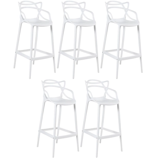 Kit 5 Banquetas alta para bancada Master Allegra em Polipropileno 78 cm - Branco Produto Kit 5 Banquetas alta para bancada Master Allegra em Polipropileno 78 cm - Branco