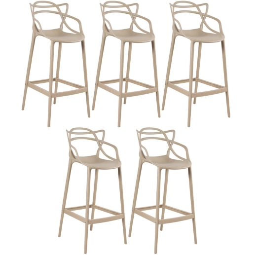 Produto Kit 5 Banquetas alta para bancada Master Allegra em Polipropileno 78 cm - Nude