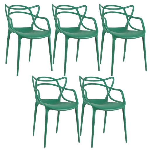 Produto Kit 5 Cadeiras de jantar Master Allegra Design Moderno em Polipropileno - Verde escuro