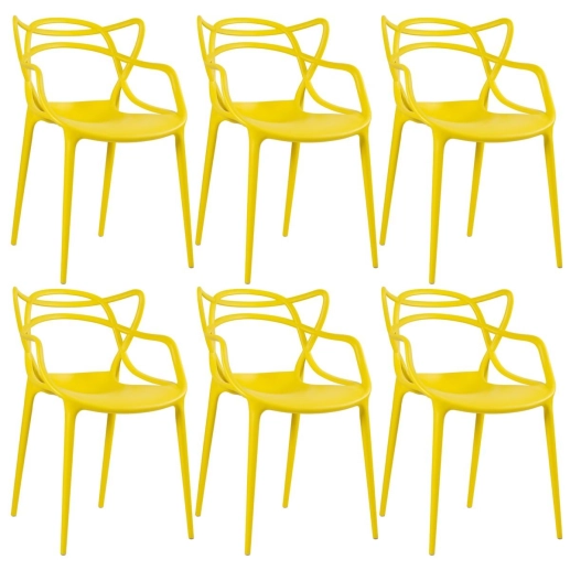 Produto Kit 6 Cadeiras de jantar Master Allegra Design Moderno em Polipropileno - Amarelo
